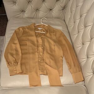 Chic Gold Blouse with Tie Detail